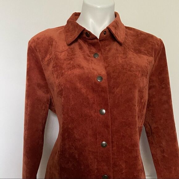 Corduroy Burt Orange Rust Belted Button Down - Picture 4 of 15